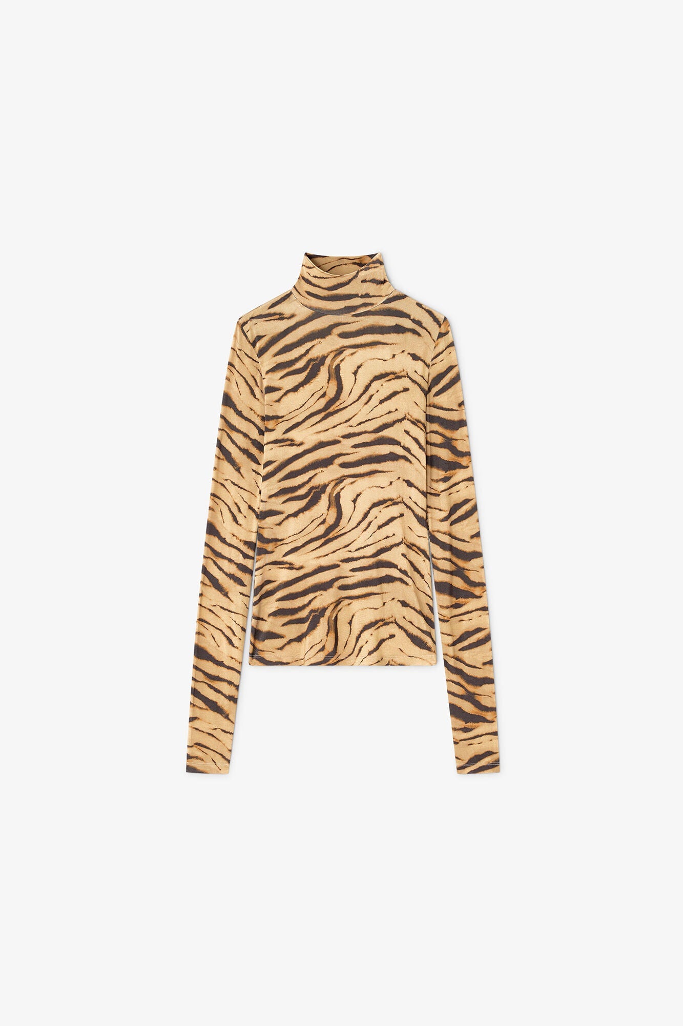 Zebra Print Jersey Turtleneck | Khaki