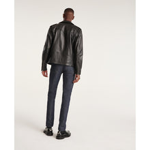 Zipped Leather Biker Jacket | Men | Black