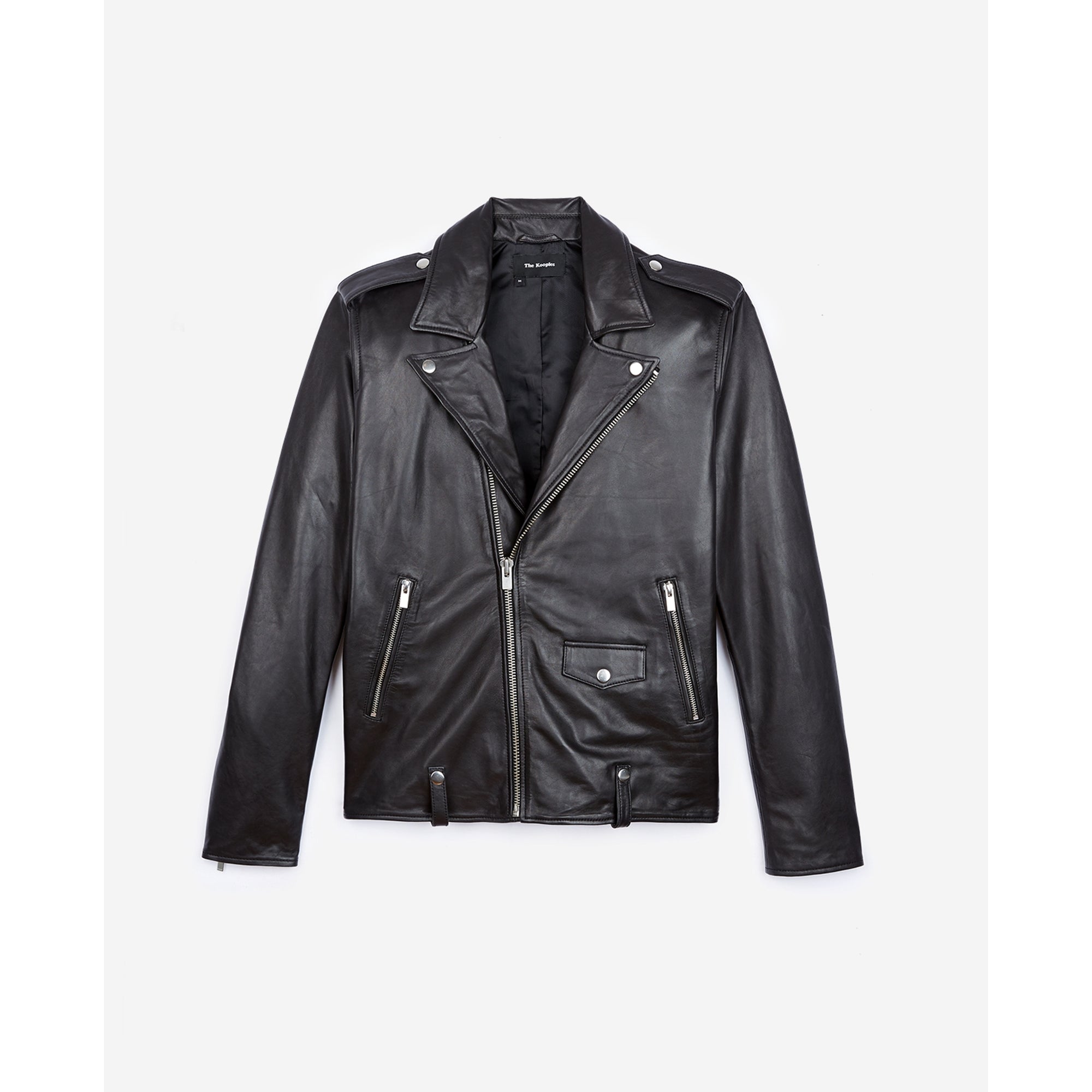 Zipped Leather Biker Jacket | Men | Black