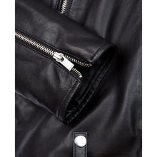 Zipped Leather Biker Jacket | Men | Black