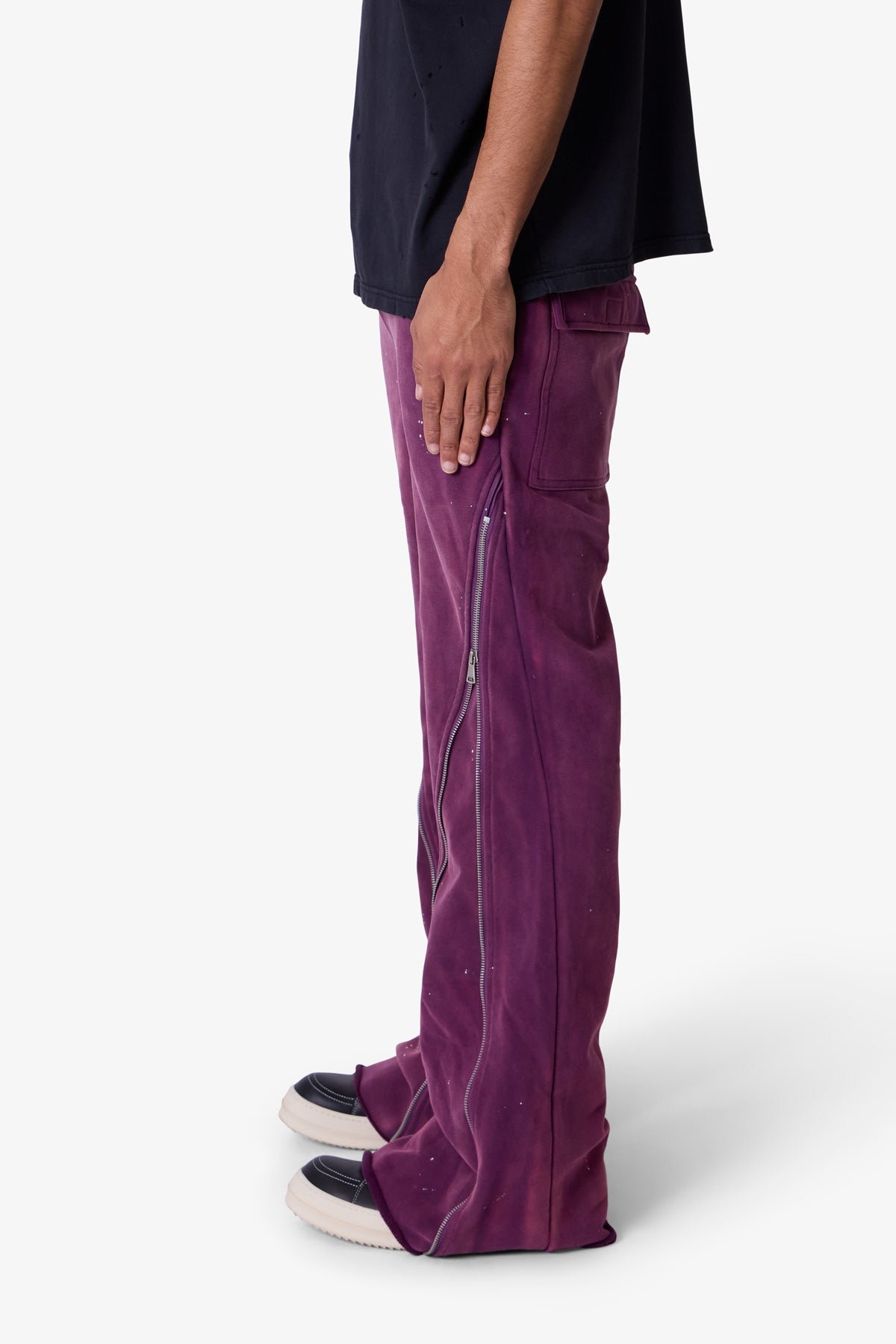 Zipper Flare Sweatpants | Purple