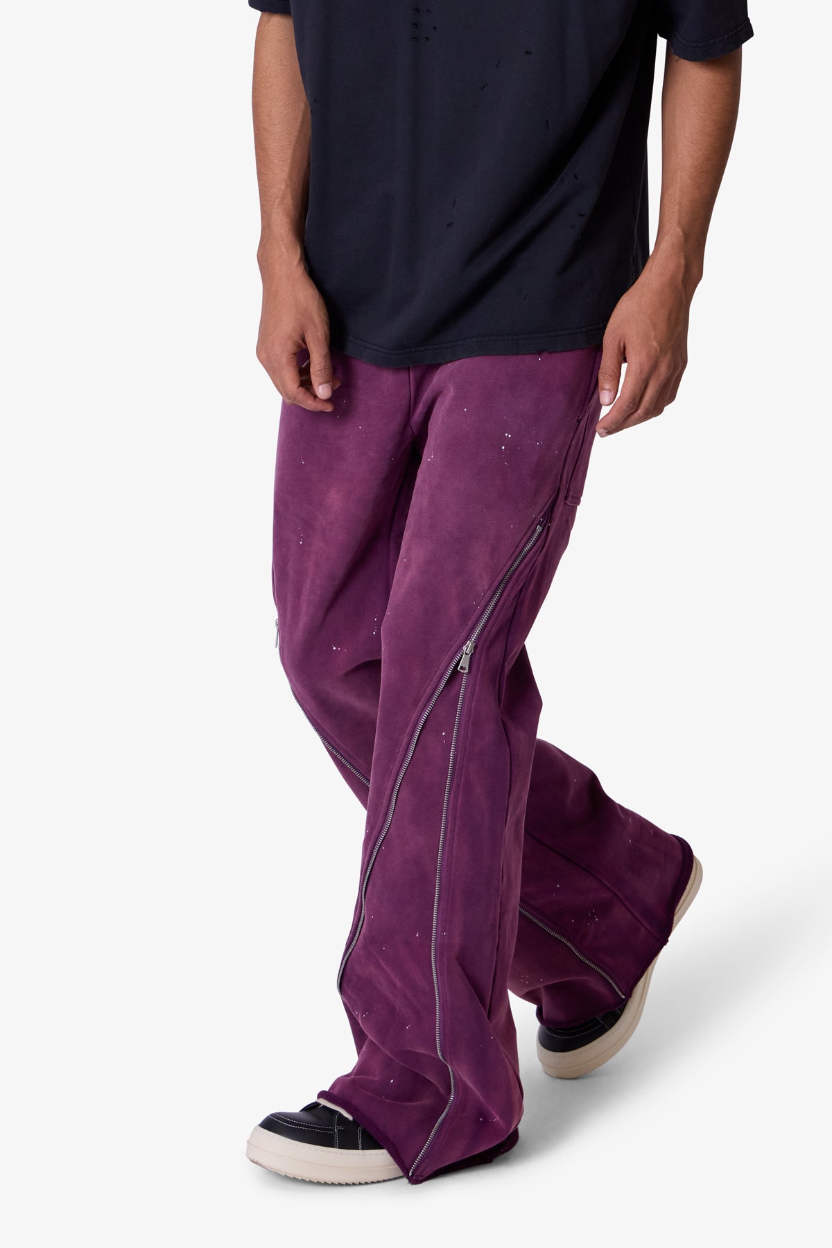 Zipper Flare Sweatpants | Purple