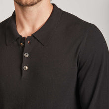 Men | Vicuna Long Sleeve Polo for Men | Black