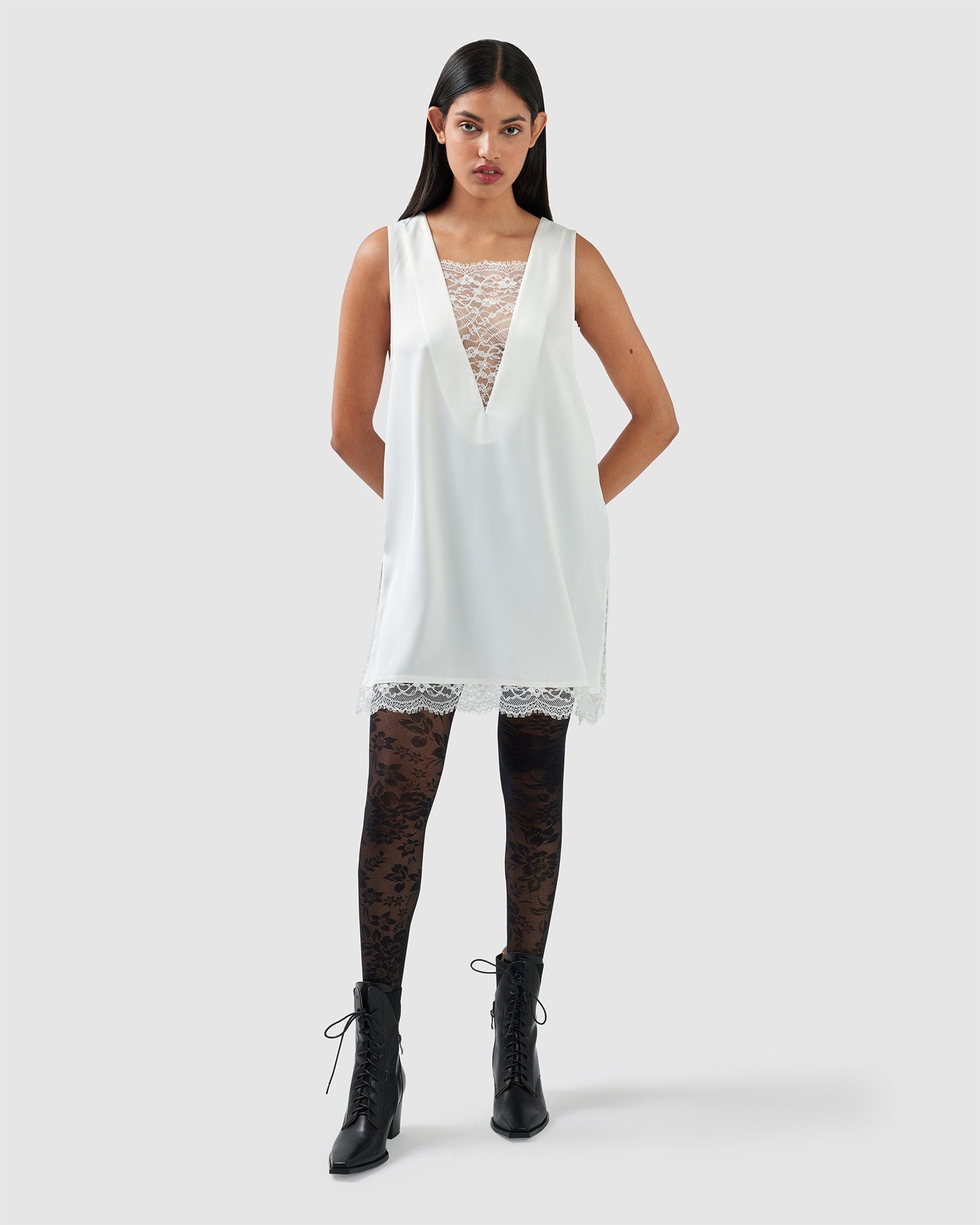 Women | After Party Lace Mini Dress | Off-White
