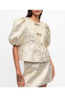 and Peplum Tie String Blouse | Gold/Silver