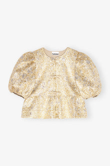 and Peplum Tie String Blouse | Gold/Silver