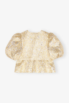 and Peplum Tie String Blouse | Gold/Silver