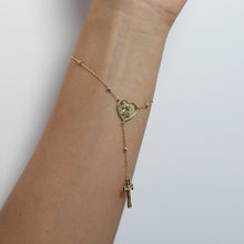 The Angel Cross Rosary Bracelet | Gold