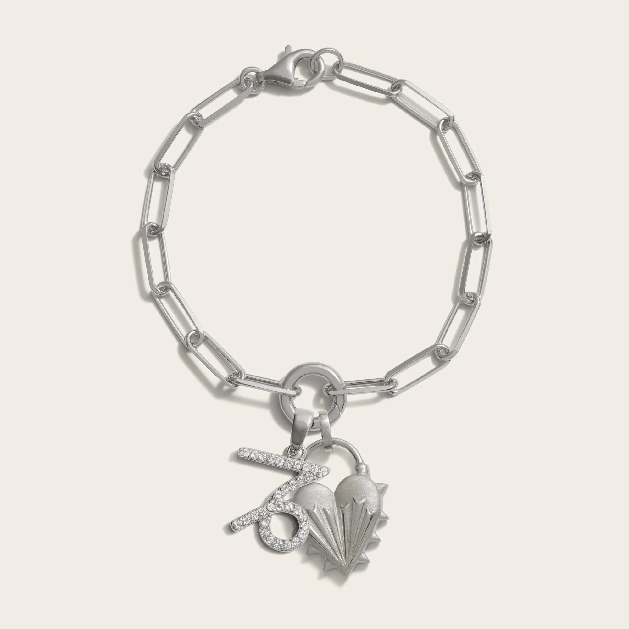 Spiked Heart Zodiac Charm Bracelet | Sterling Silver | Multi