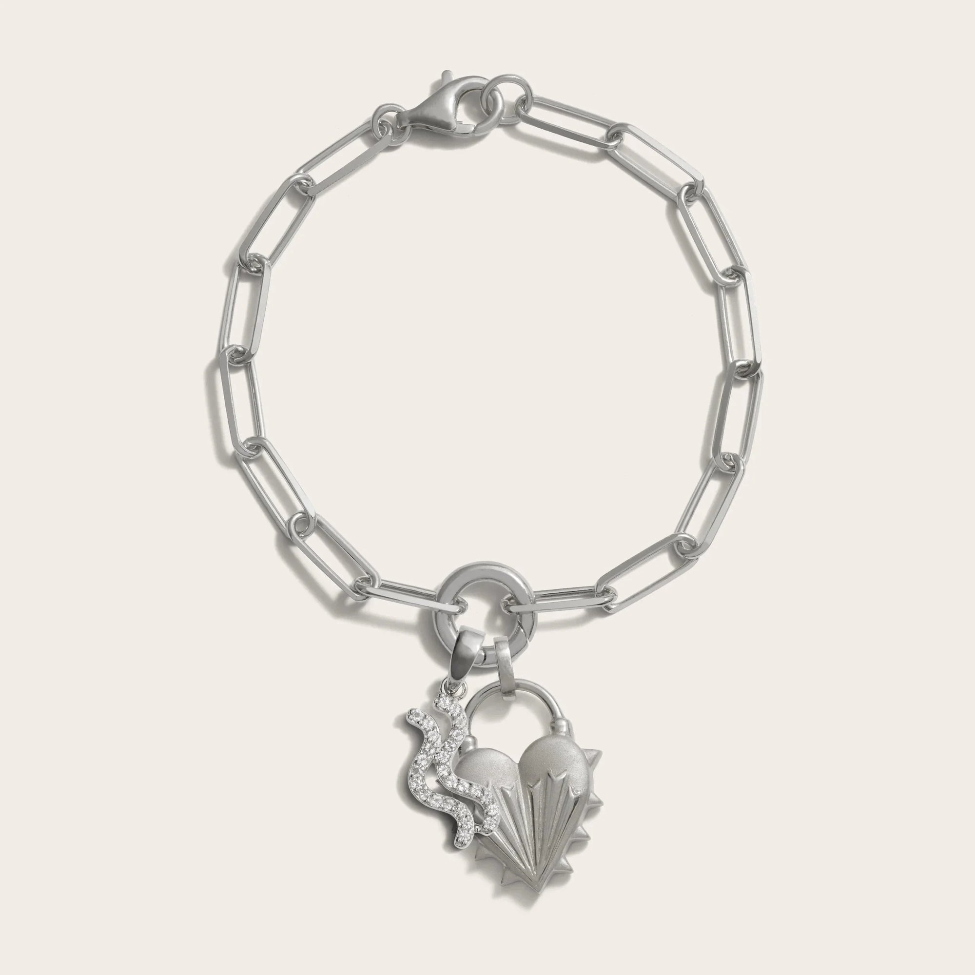 Spiked Heart Zodiac Charm Bracelet | Sterling Silver | Multi
