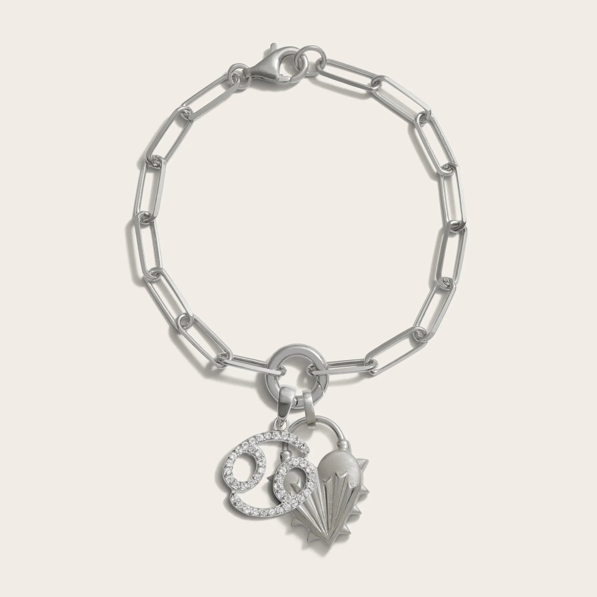 Spiked Heart Zodiac Charm Bracelet | Sterling Silver | Multi