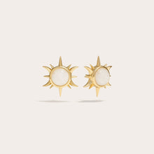 Moonstone Triple Moon Studs | 14K Yellow Gold Vermeil
