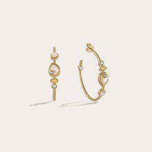 Organic Pearl Gemstone Hoops | 14K Yellow Gold Vermeil