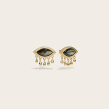 Third Eye Black Mother of Pearl Studs | 14K Yellow Gold Vermeil