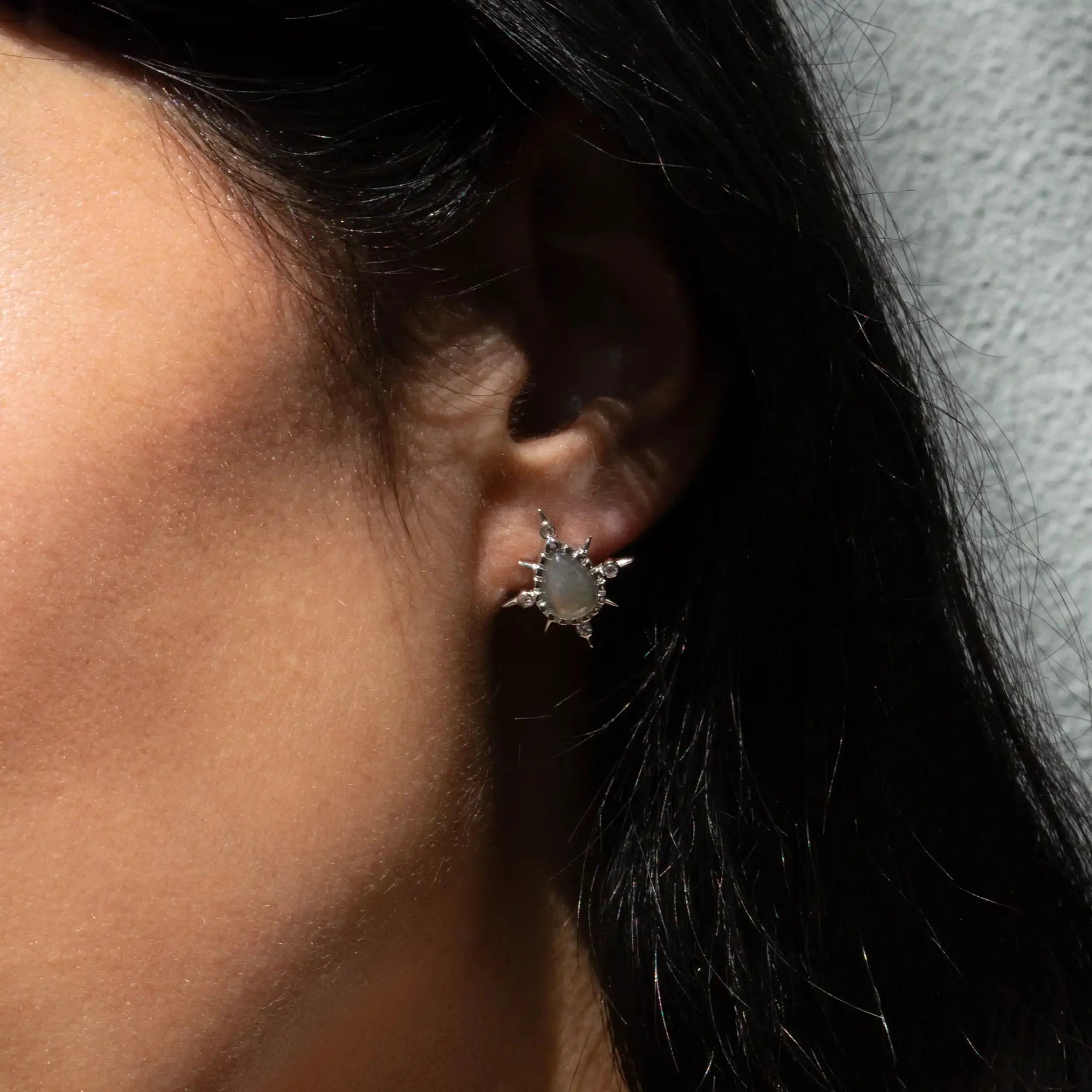Compass Pear Studs | Sterling Silver