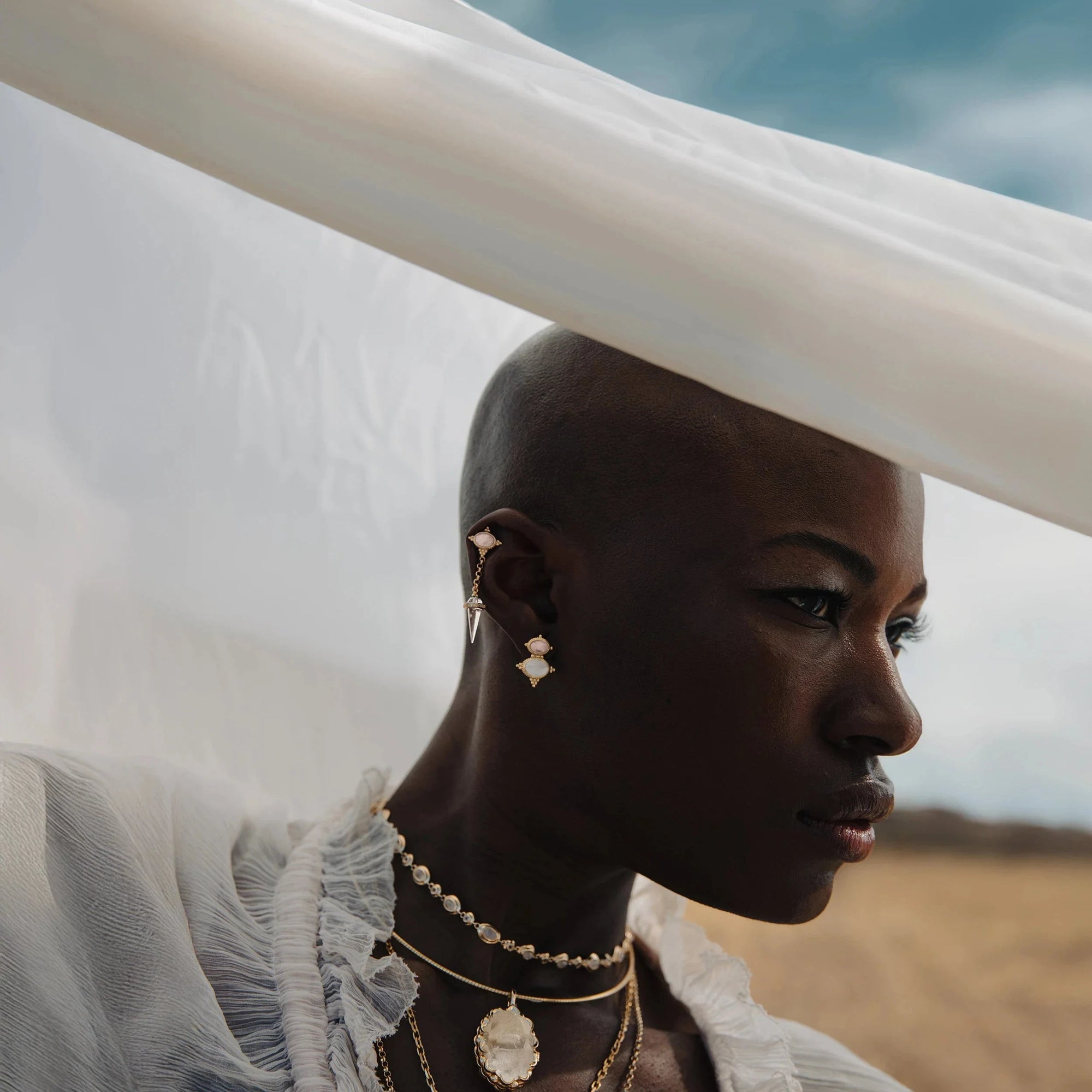 Oracle Drop Studs | 14K Yellow Gold Vermeil