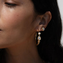 Organic Pearl Gemstone Hoops | 14K Yellow Gold Vermeil