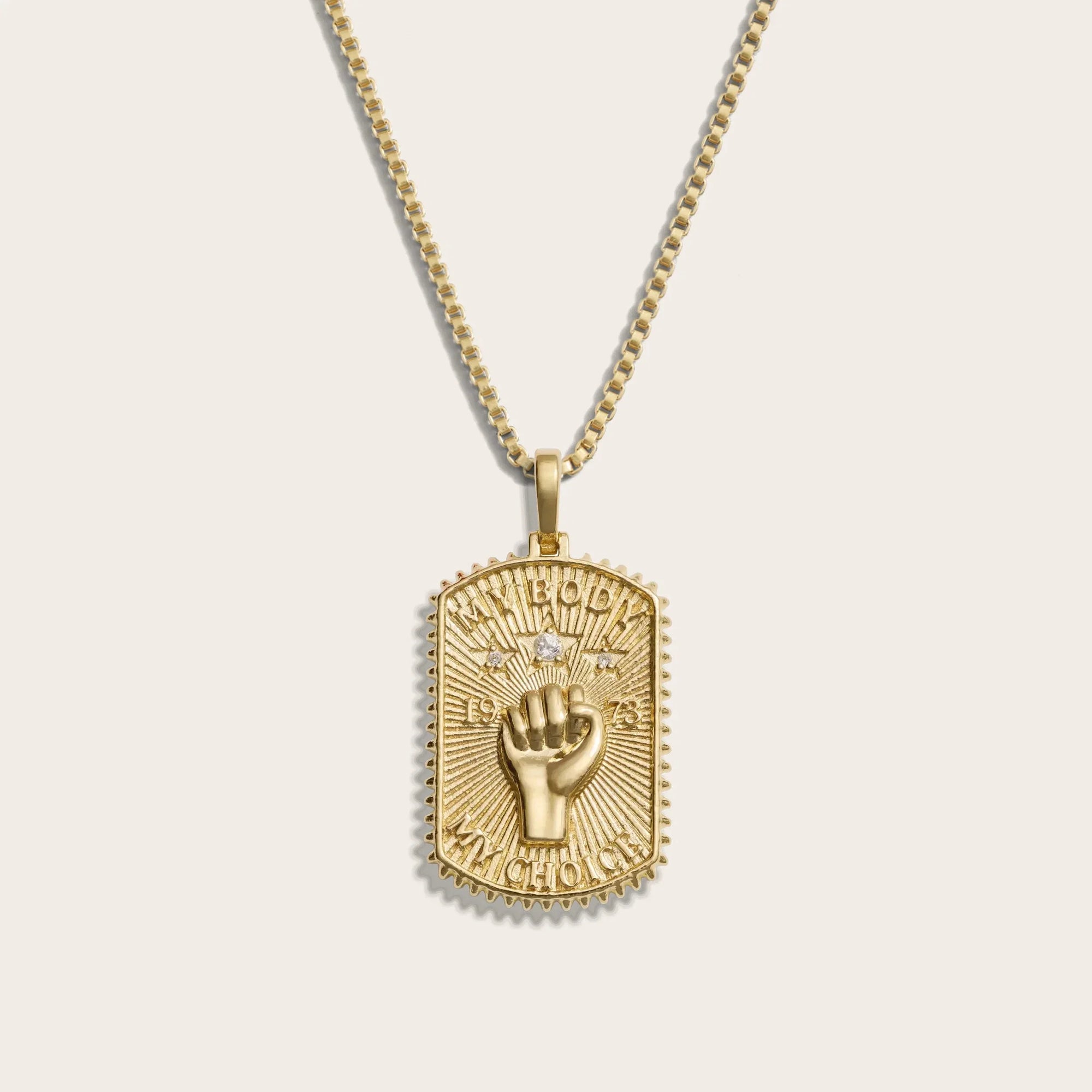 Pro Roe Dog Tag Necklace | 14K Yellow Gold Vermeil