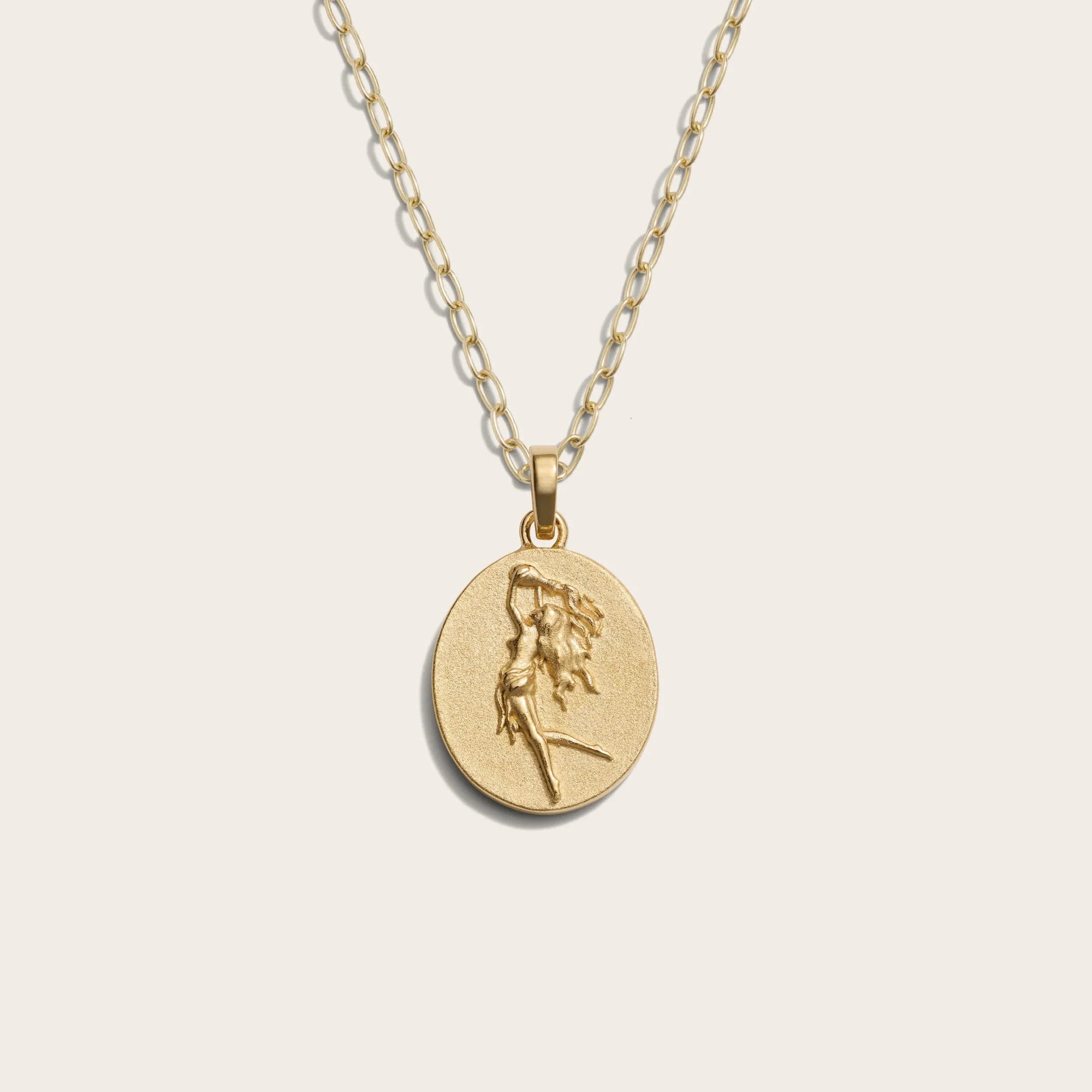 Zodiac Goddess Pendant + Mini Paperclip Chain | 14K Yellow Gold Vermeil