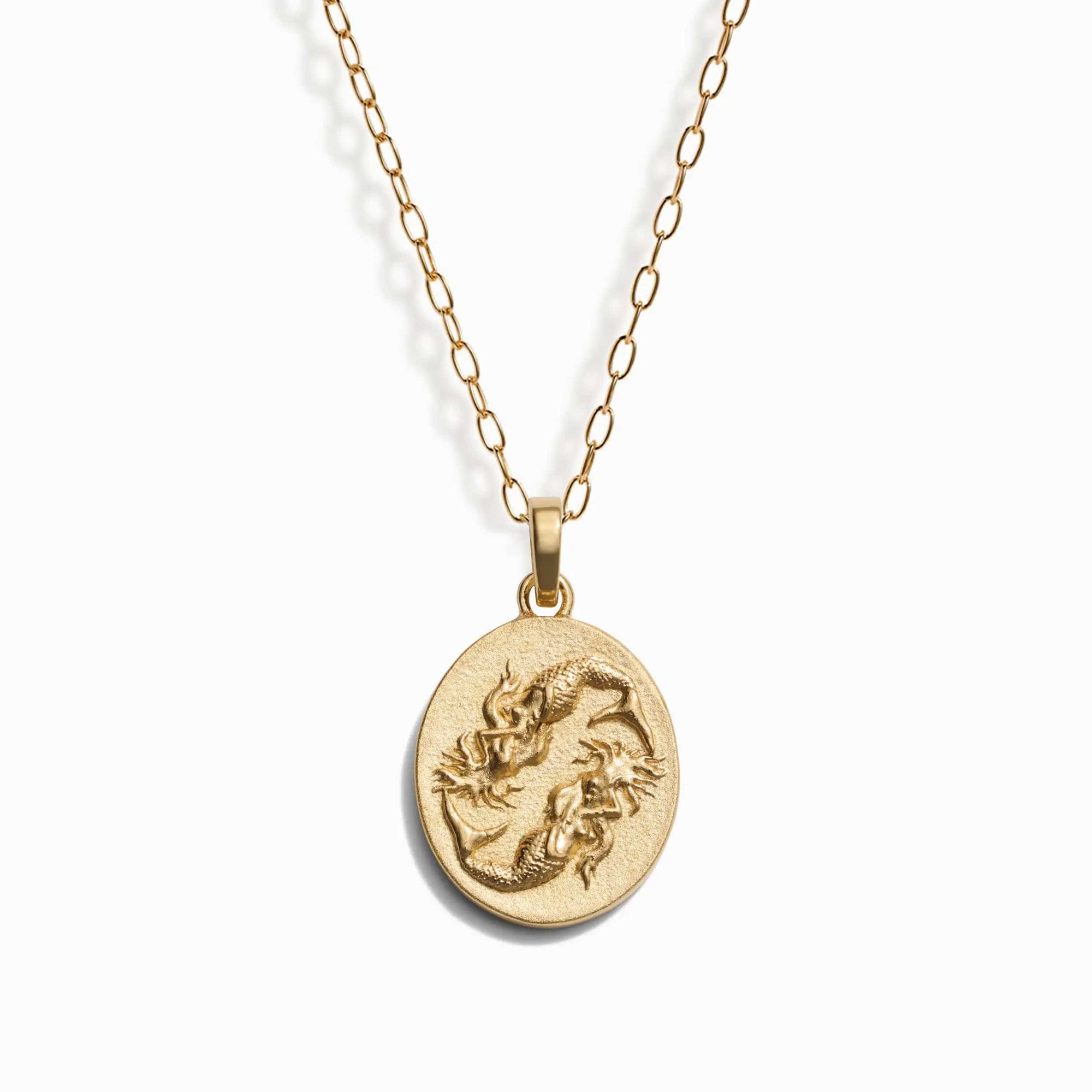 Zodiac Goddess Pendant + Mini Paperclip Chain | 14K Yellow Gold Vermeil