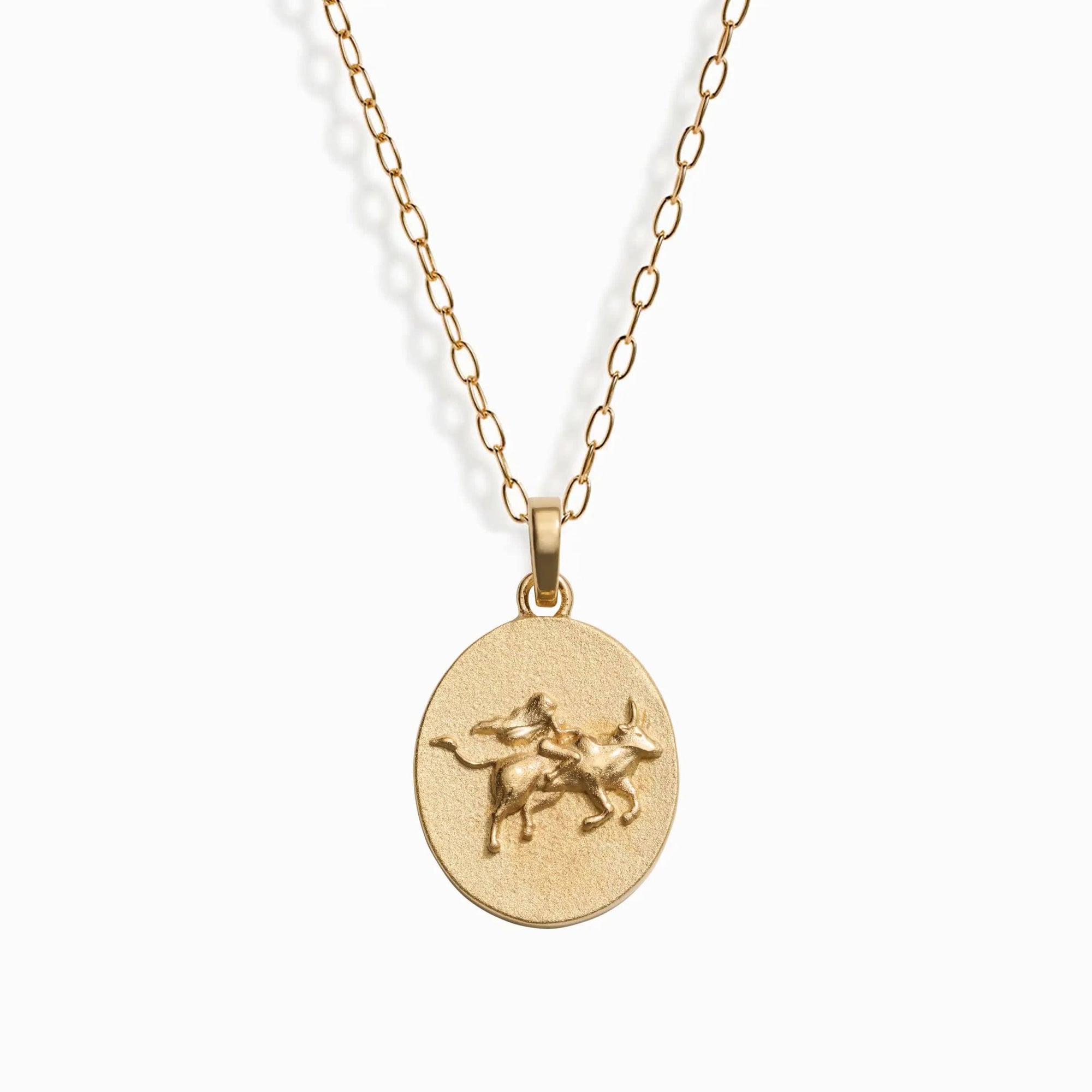 Zodiac Goddess Pendant + Mini Paperclip Chain | 14K Yellow Gold Vermeil