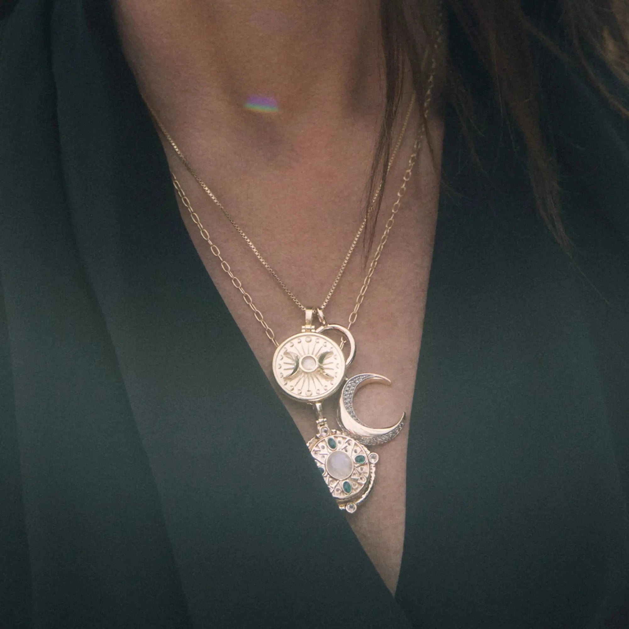 Alanis Triple Moon Necklace | 14K Yellow Gold Vermeil