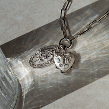 Gemstone Locked Radiant Heart Necklace | Sterling Silver