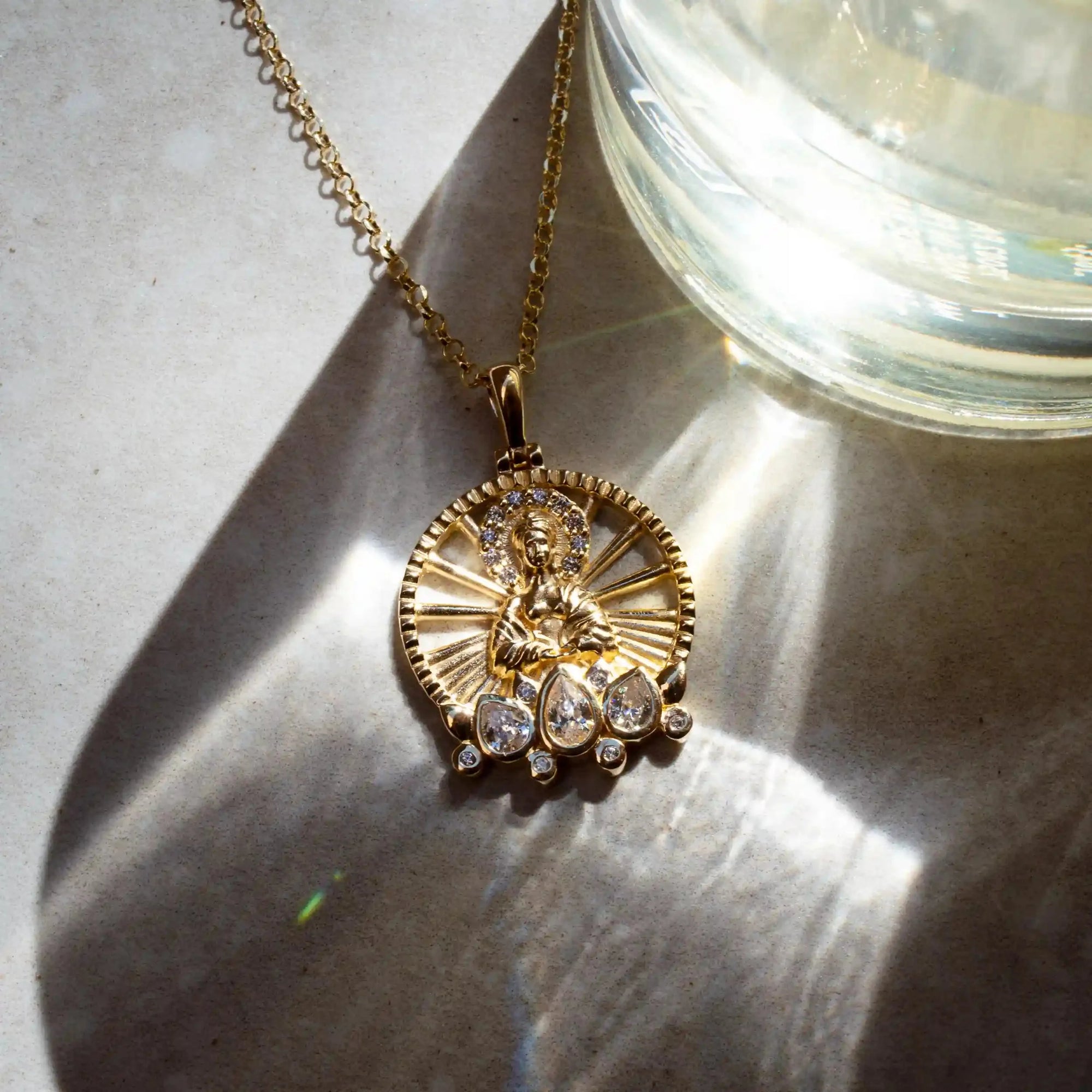 Lady Buddha Necklace | 14K Yellow Gold Vermeil