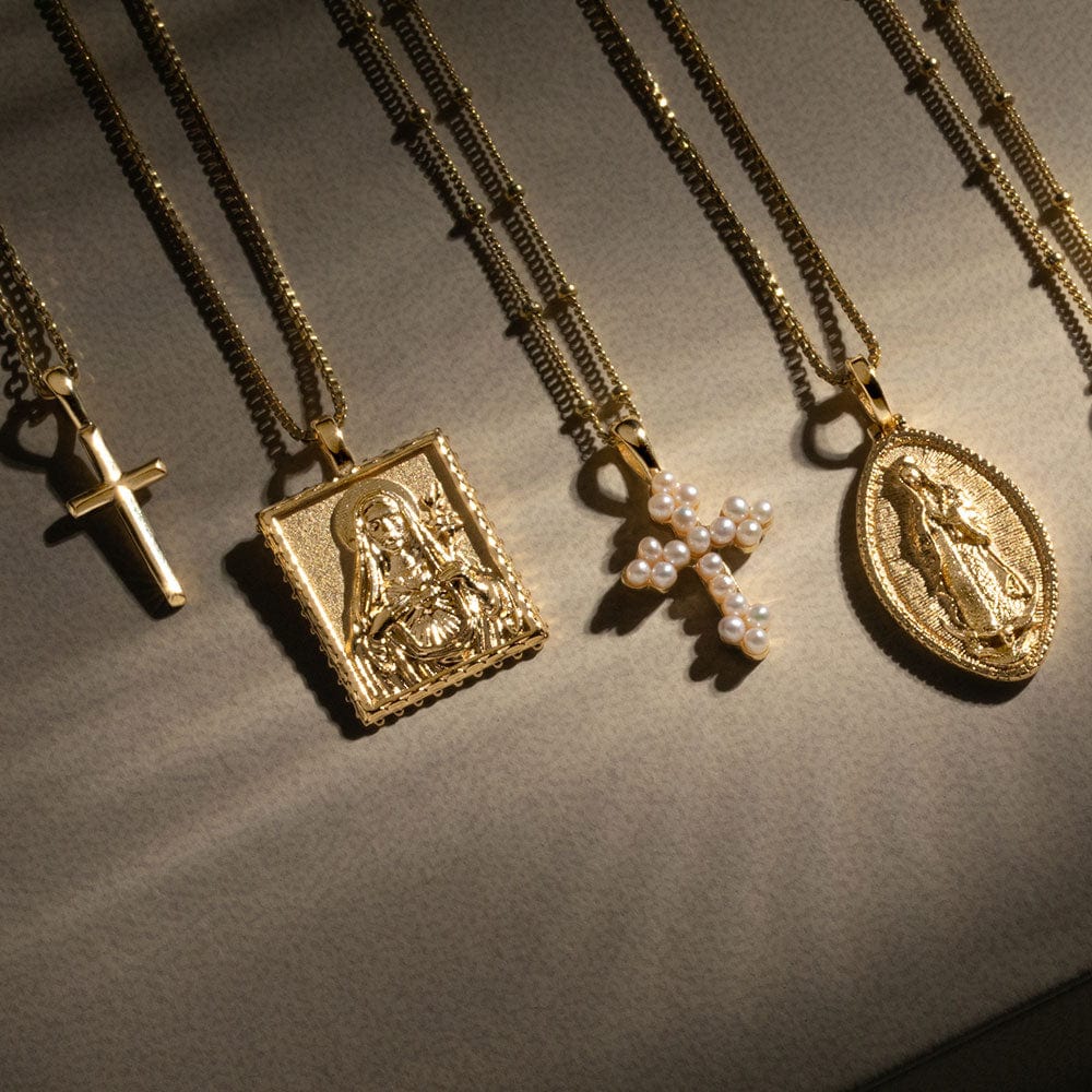 Pearl Cross Necklace | Sterling Silver