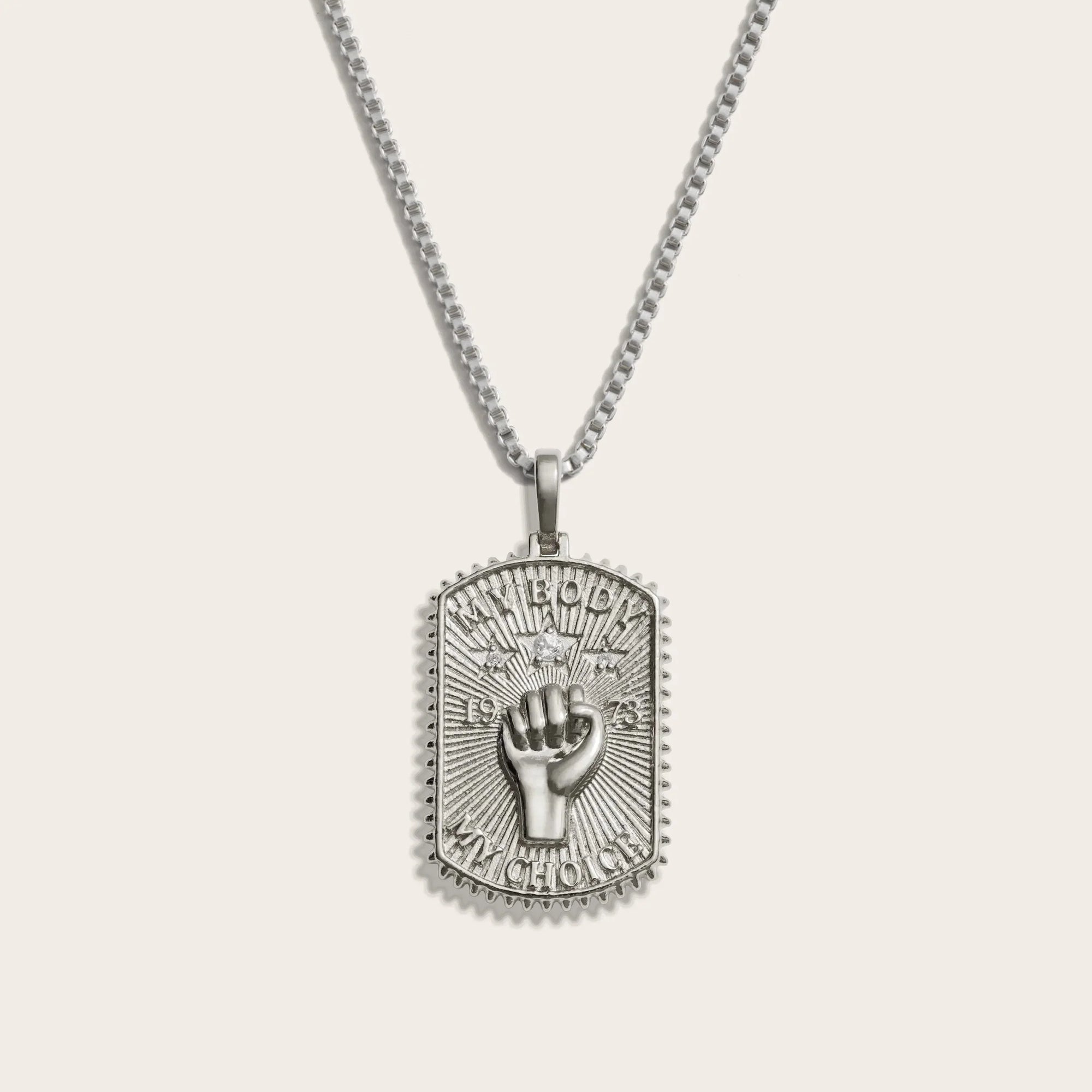 Pro Roe Dog Tag Necklace | Sterling Silver