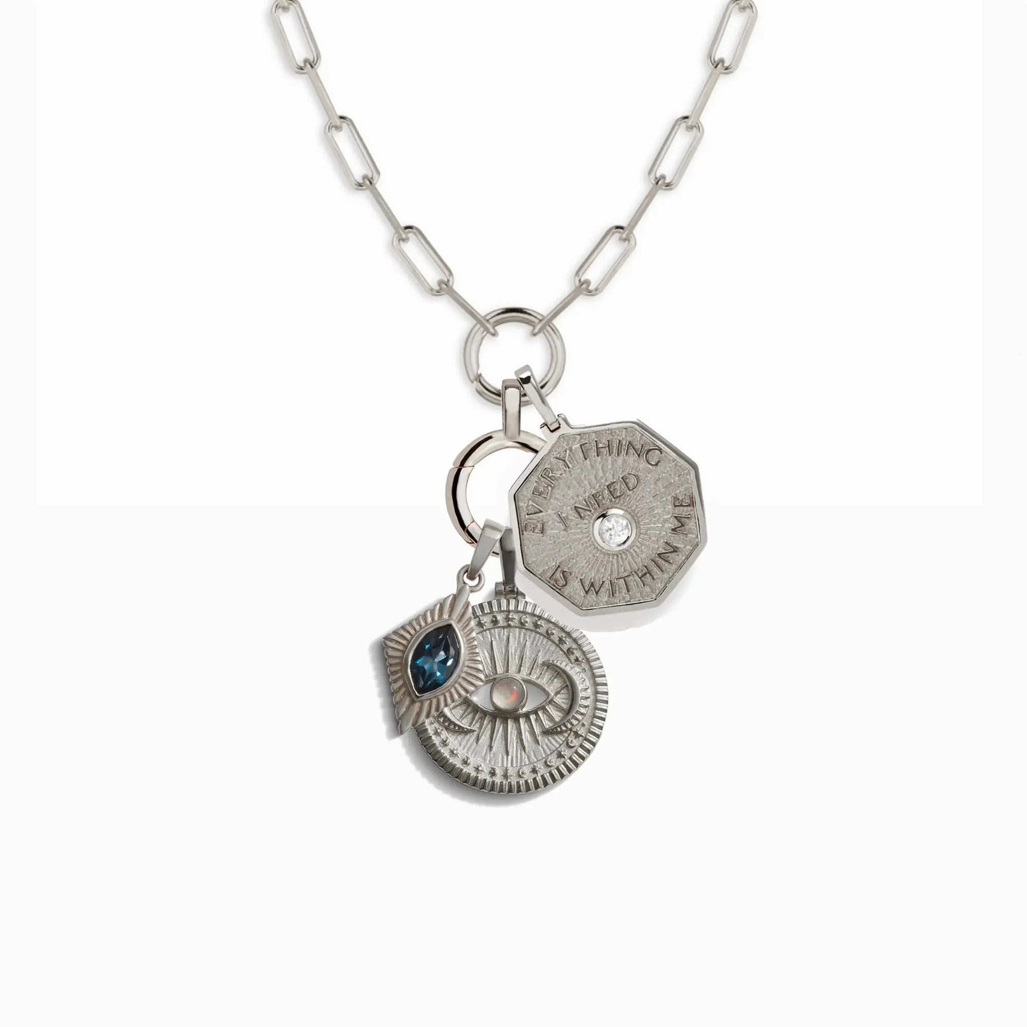 Cosmic Affirmation Charm Necklace | Sterling Silver | Multi