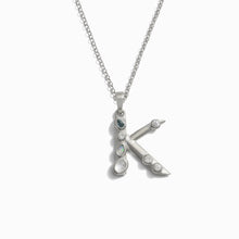 Silver Gemstone Initial Necklace | Sterling Silver