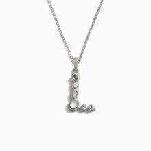 Silver Gemstone Initial Necklace | Sterling Silver