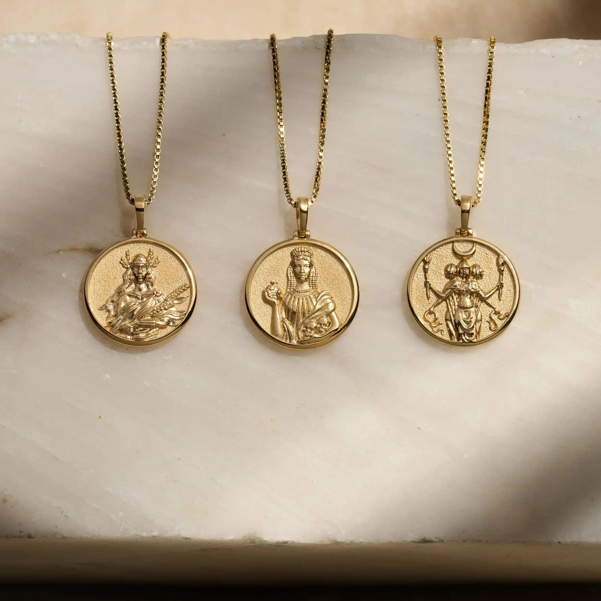 Goddess Coin Pendant | 14K Yellow Gold Vermeil