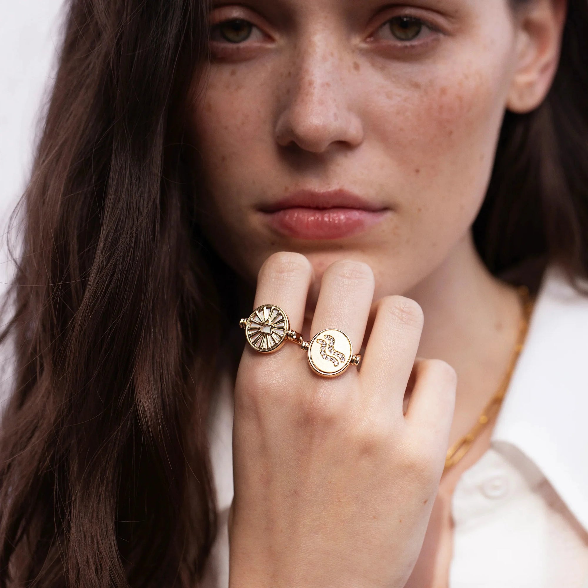 Aquarius & Air Flip Ring | 14K Yellow Gold Vermeil