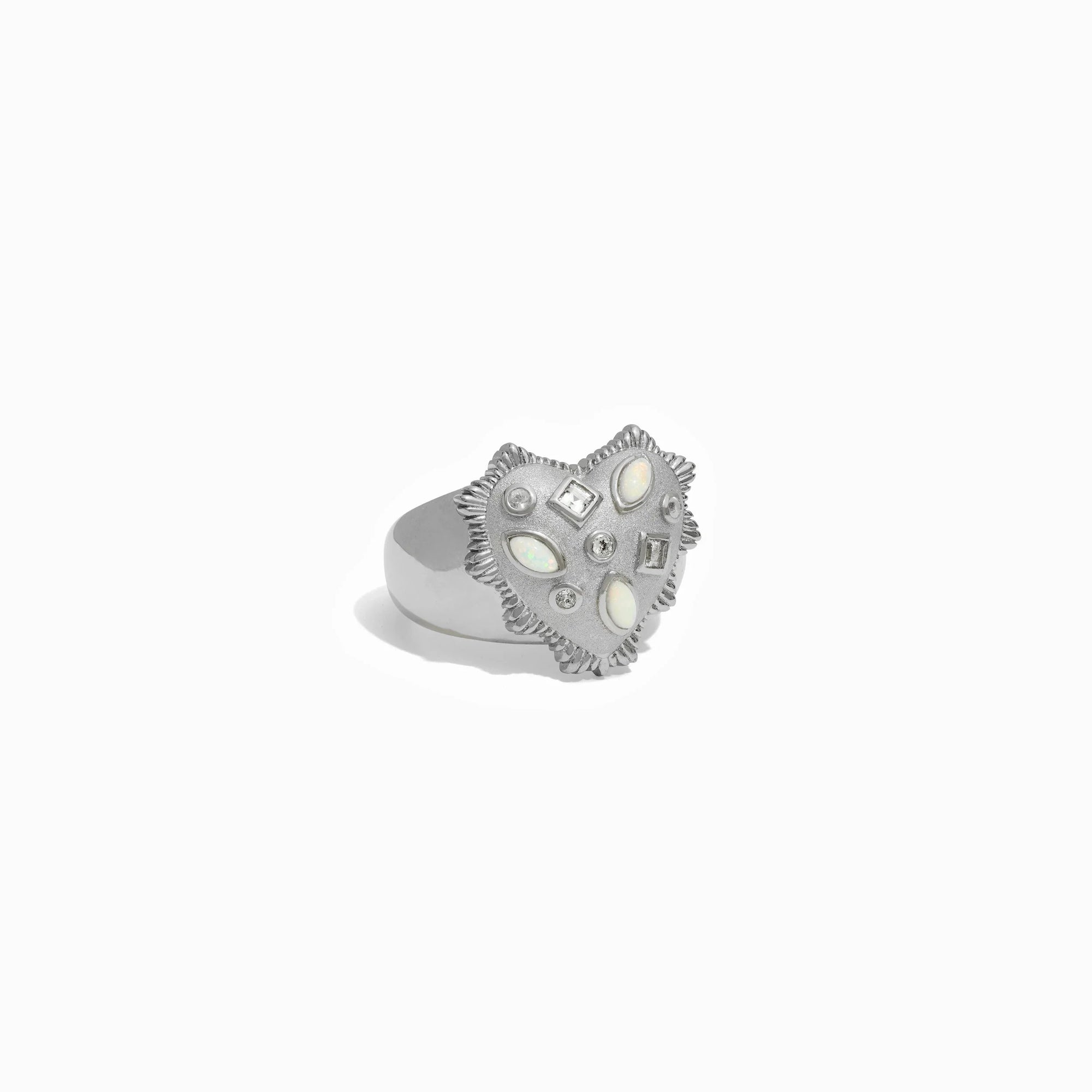 White Radiant Heart Ring | Sterling Silver