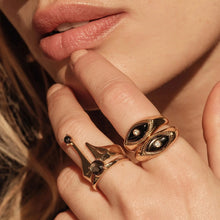 Third Eye Black Mother of Pearl Ring | 14K Yellow Gold Vermeil