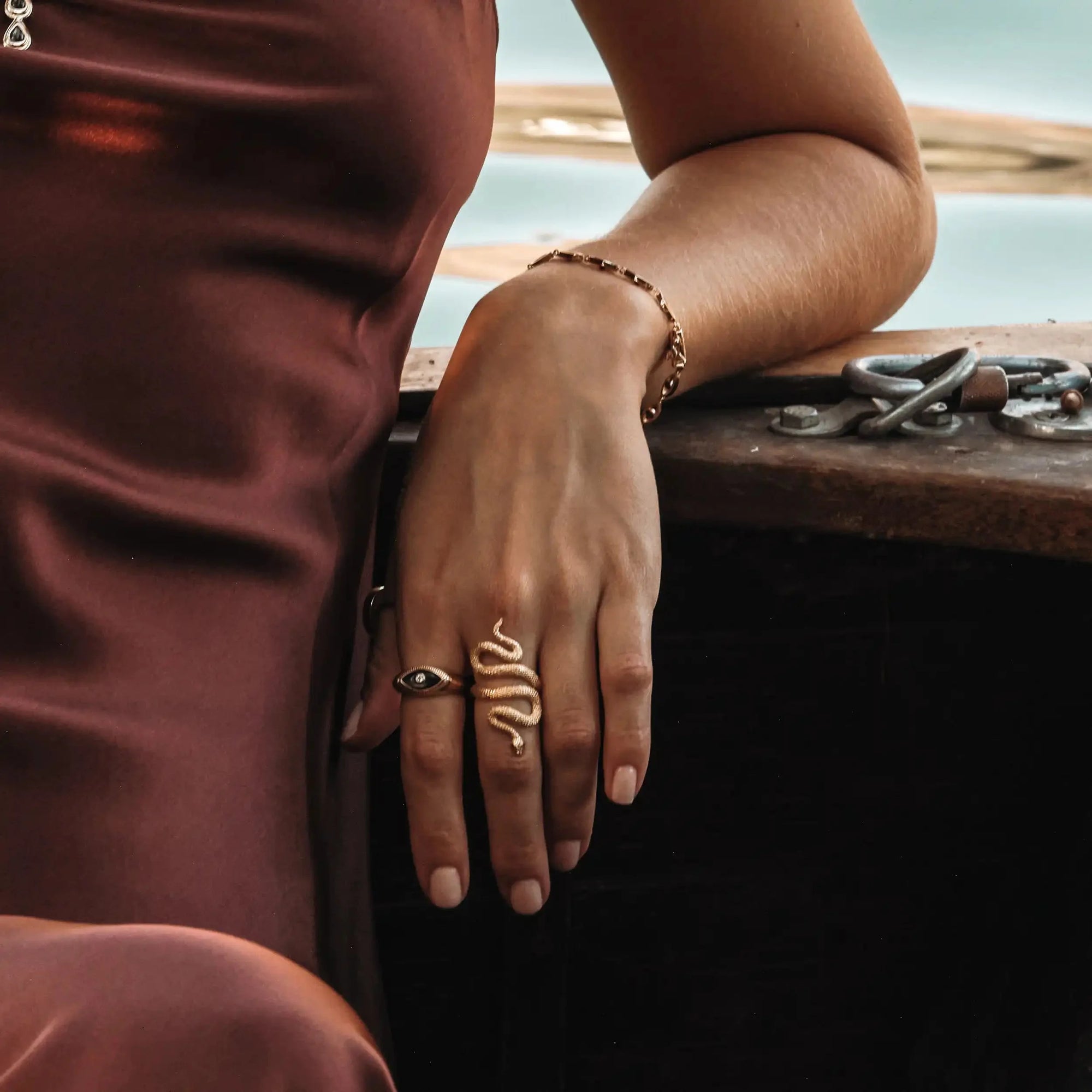 Third Eye Black Mother of Pearl Ring | 14K Yellow Gold Vermeil