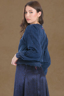 Women | Balloon Sleeve Pullover | Dark Blue Mineral Wash