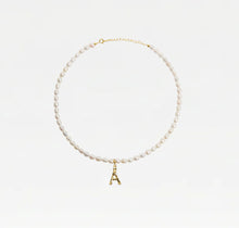 The Bamboo Pearl Initial Necklace | Gold