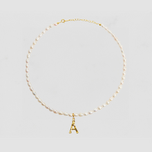 The Bamboo Pearl Initial Necklace | Gold