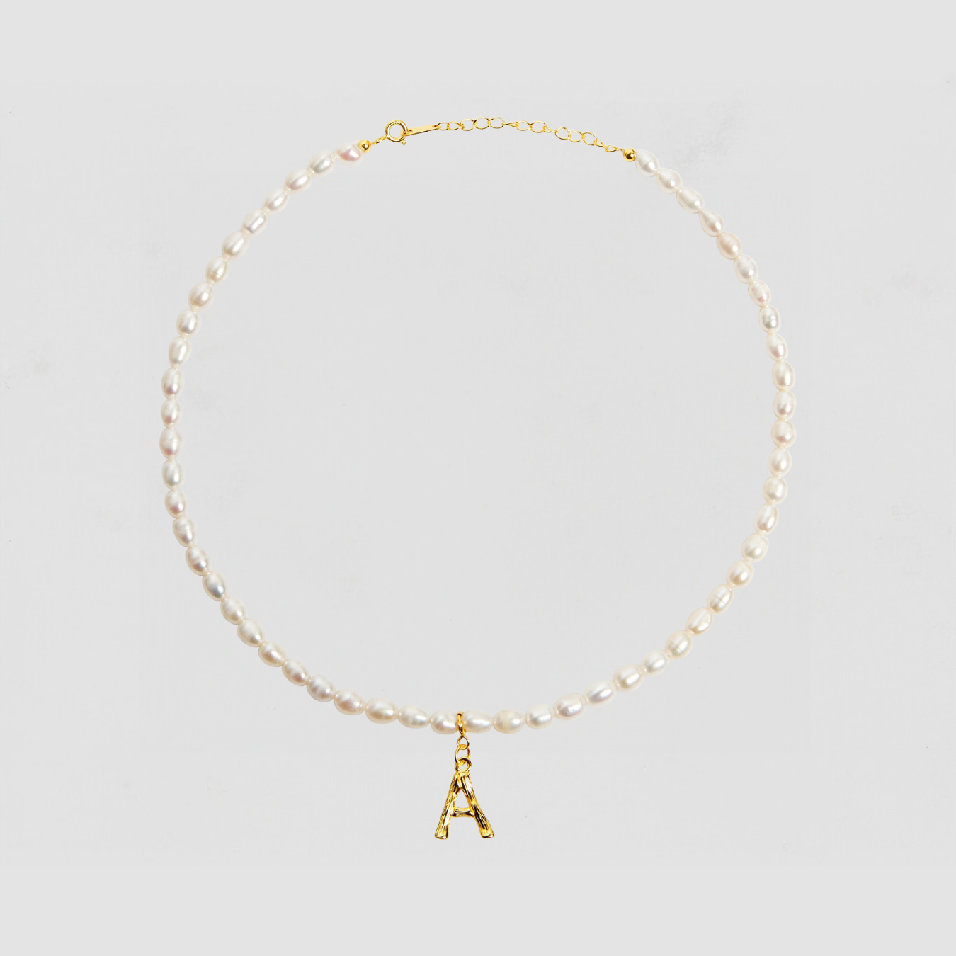 The Bamboo Pearl Initial Necklace | Gold