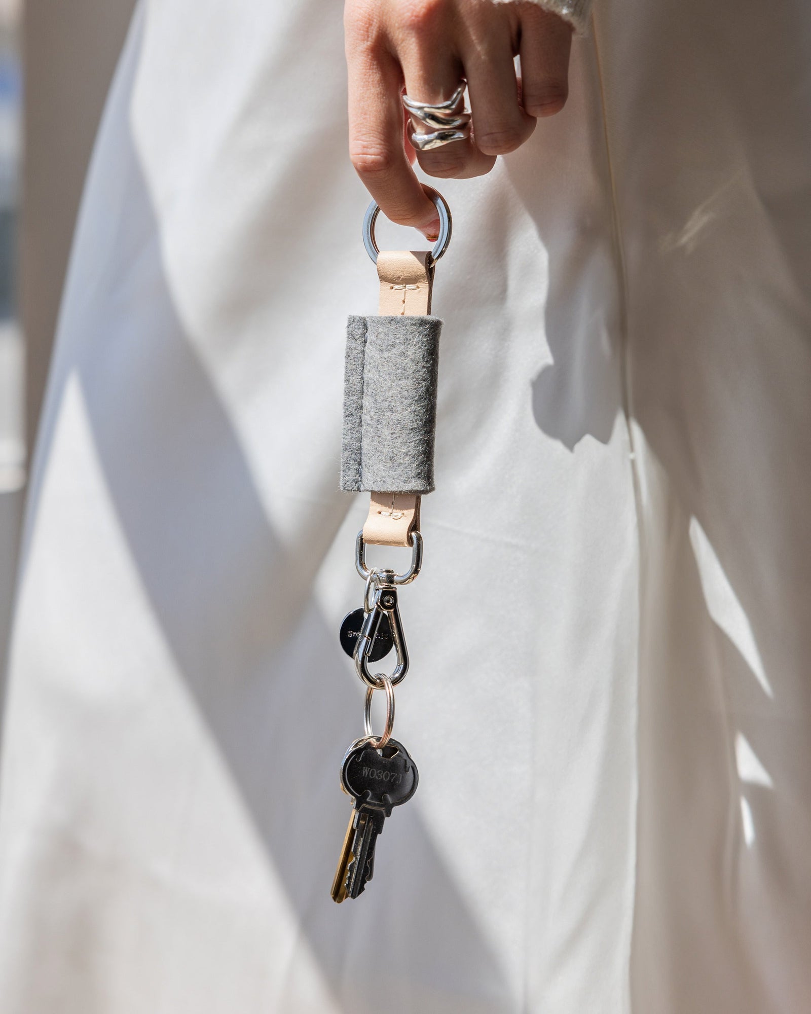 Merino Wool Bar Key Fob | Granite