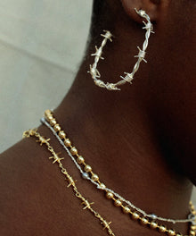 Barbed Wire Hoop Earrings | Sterling Silver