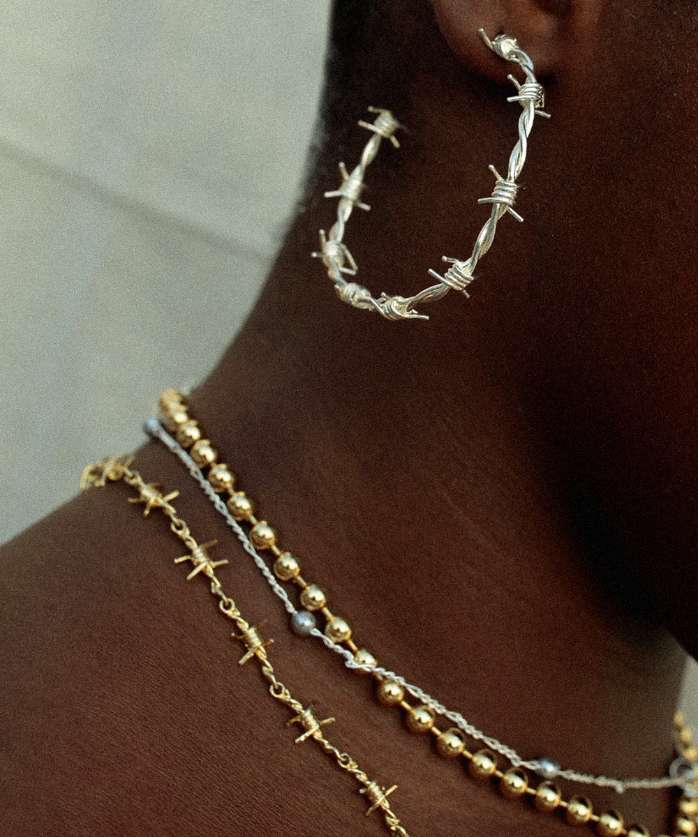 Barbed Wire Hoop Earrings | Sterling Silver