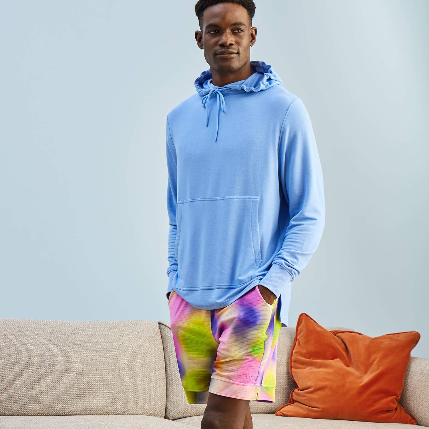 Breathable Mesh Lounge Shorts with Modal Lining | Neon Blur