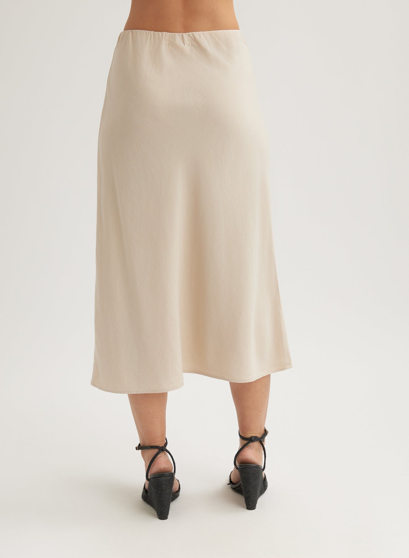 Bias Midi Skirt | Linen Sand