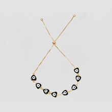 The Black Adjustable Evil Eye Bracelet | Gold