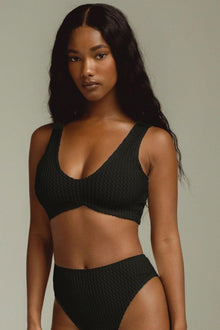 Kim Variation Bikini Top | Black Crochet