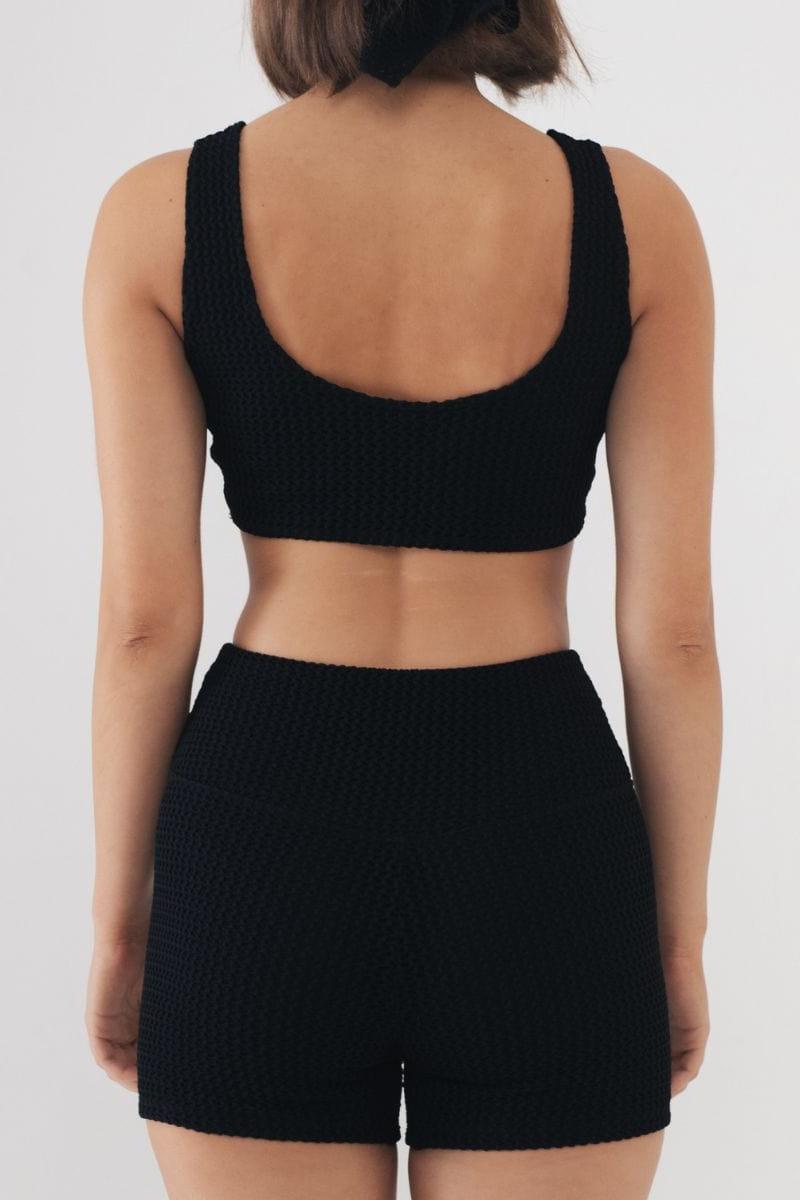 Midi Bike Short | Black Crochet